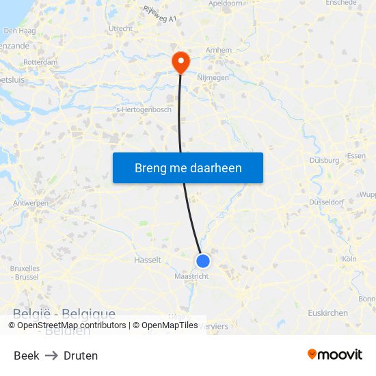 Beek to Druten map