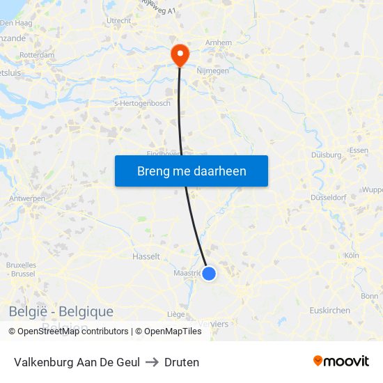 Valkenburg Aan De Geul to Druten map