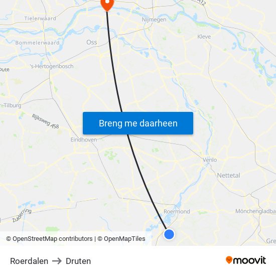 Roerdalen to Druten map