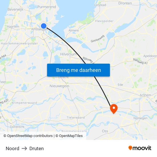 Noord to Druten map
