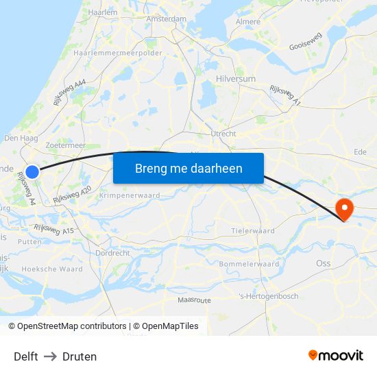 Delft to Druten map