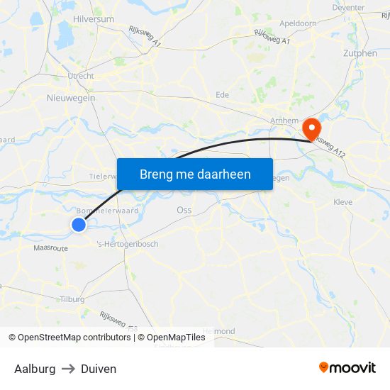 Aalburg to Duiven map