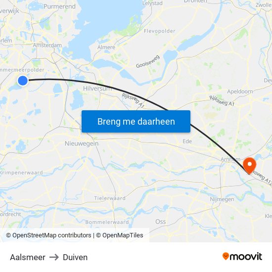 Aalsmeer to Duiven map