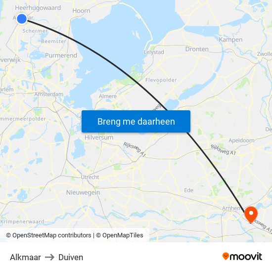 Alkmaar to Duiven map