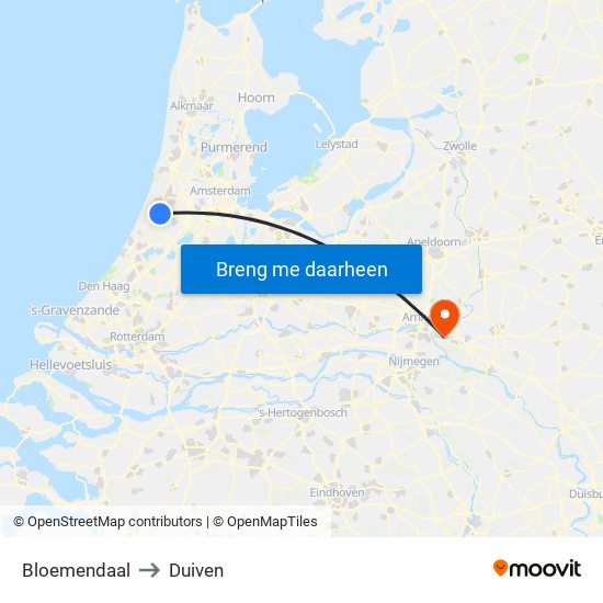 Bloemendaal to Duiven map