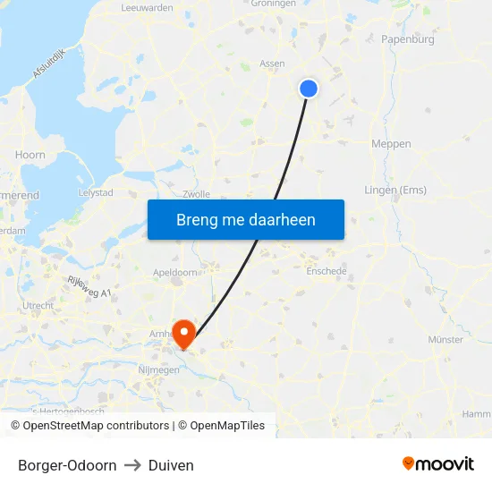 Borger-Odoorn to Duiven map