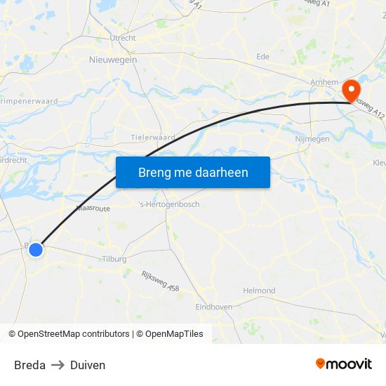 Breda to Duiven map