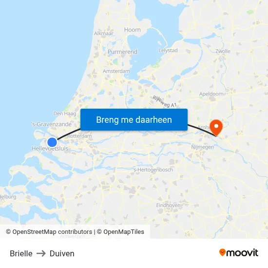 Brielle to Duiven map