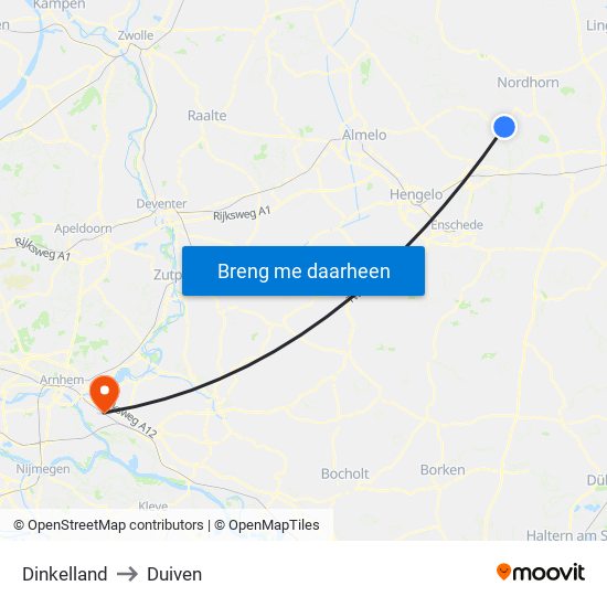 Dinkelland to Duiven map