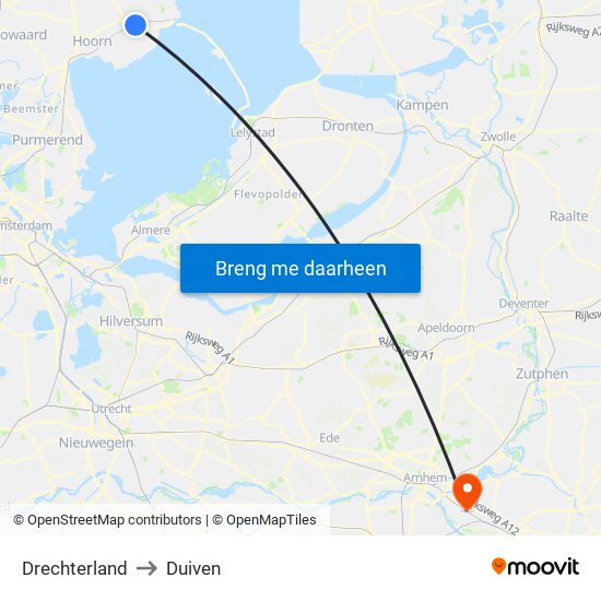 Drechterland to Duiven map