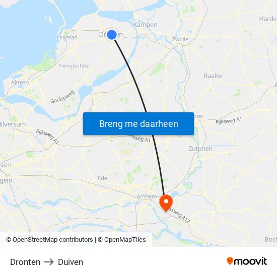 Dronten to Duiven map