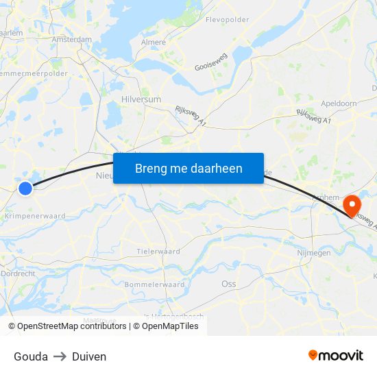 Gouda to Duiven map