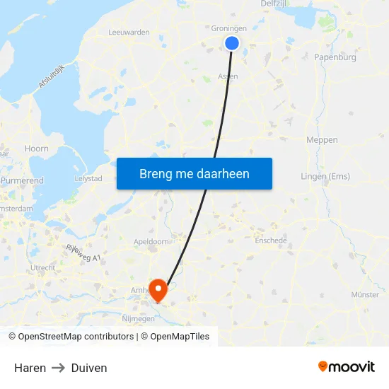 Haren to Duiven map