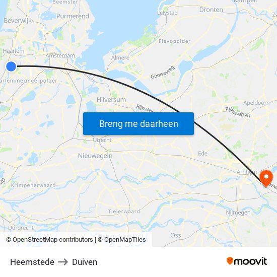 Heemstede to Duiven map