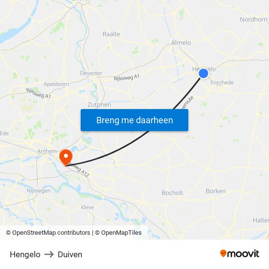 Hengelo to Duiven map