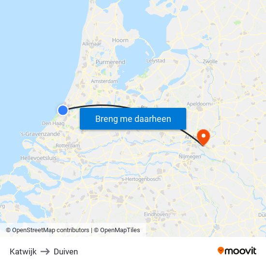 Katwijk to Duiven map