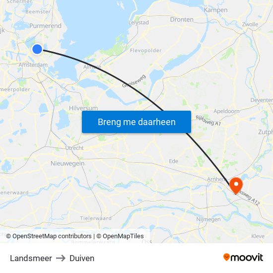 Landsmeer to Duiven map