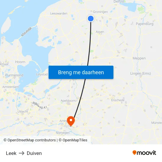 Leek to Duiven map