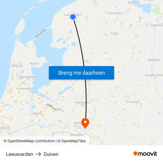 Leeuwarden to Duiven map