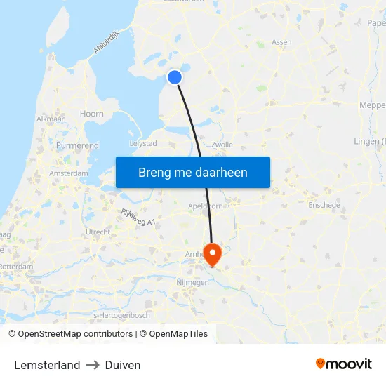 Lemsterland to Duiven map