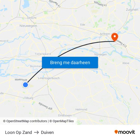 Loon Op Zand to Duiven map