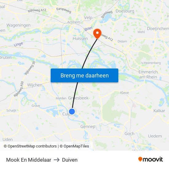 Mook En Middelaar to Duiven map