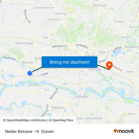 Neder-Betuwe to Duiven map