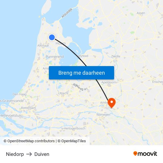 Niedorp to Duiven map