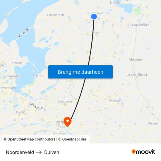 Noordenveld to Duiven map