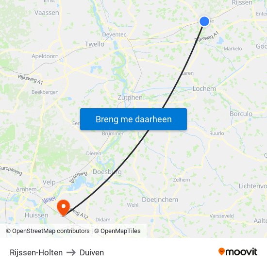 Rijssen-Holten to Duiven map