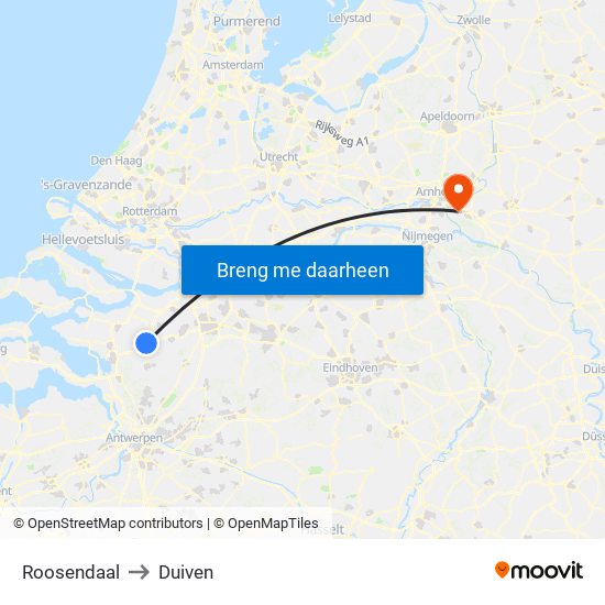 Roosendaal to Duiven map