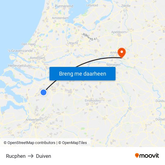 Rucphen to Duiven map
