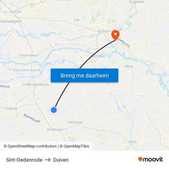 Sint-Oedenrode to Duiven map