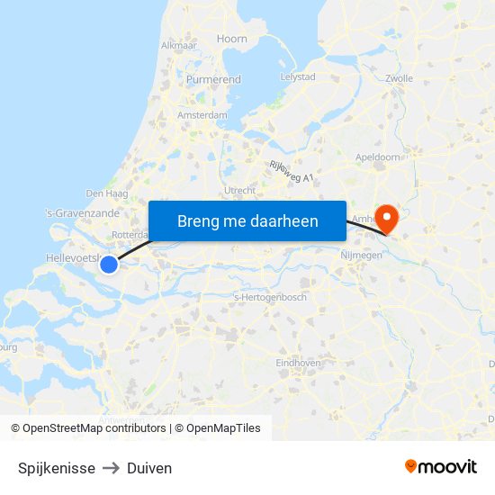 Spijkenisse to Duiven map