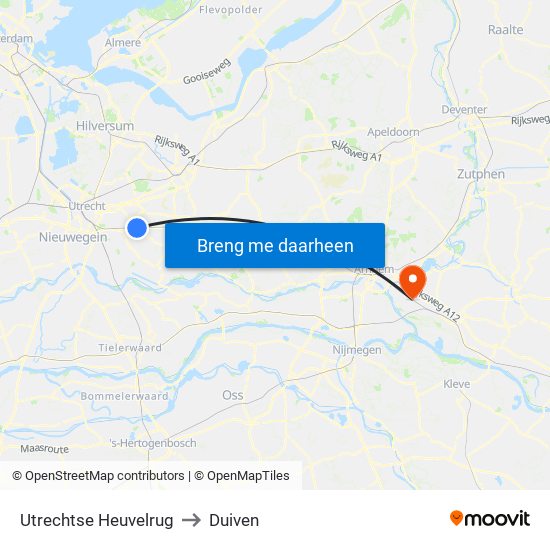 Utrechtse Heuvelrug to Duiven map
