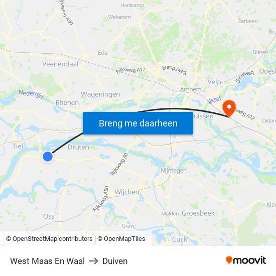 West Maas En Waal to Duiven map