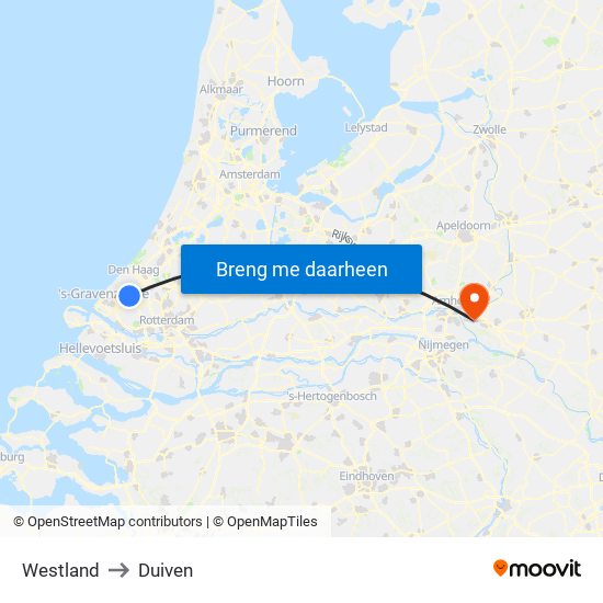 Westland to Duiven map