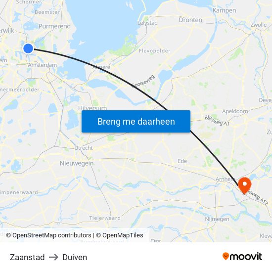 Zaanstad to Duiven map