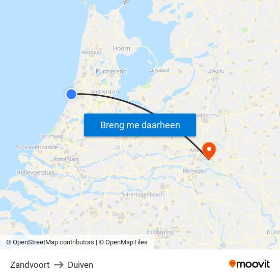 Zandvoort to Duiven map