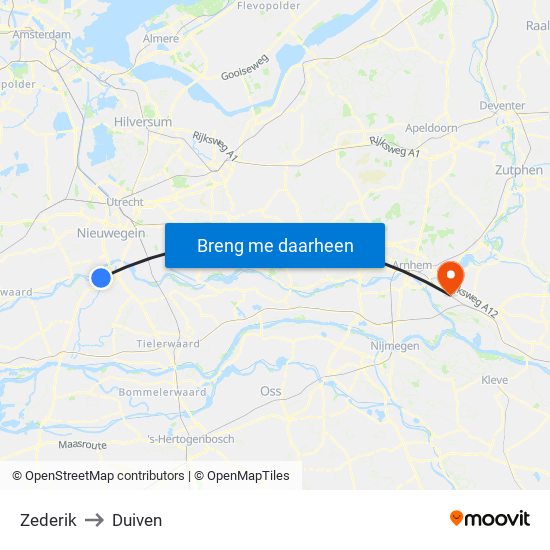 Zederik to Duiven map