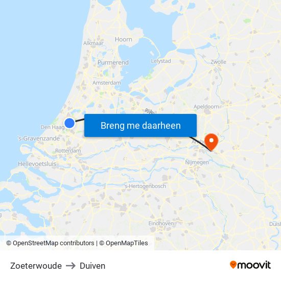 Zoeterwoude to Duiven map