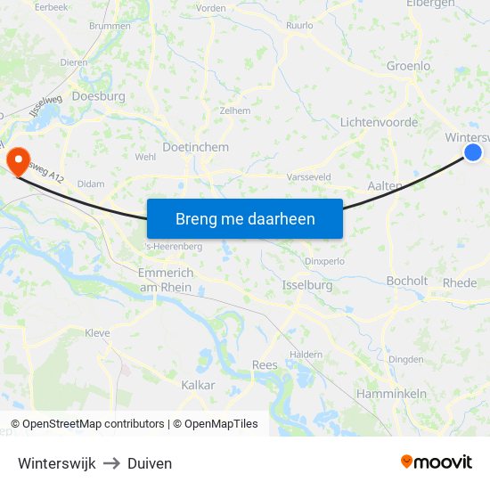 Winterswijk to Duiven map