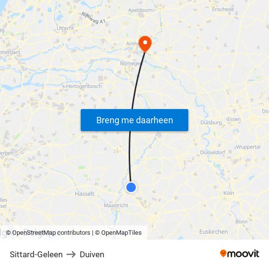 Sittard-Geleen to Duiven map
