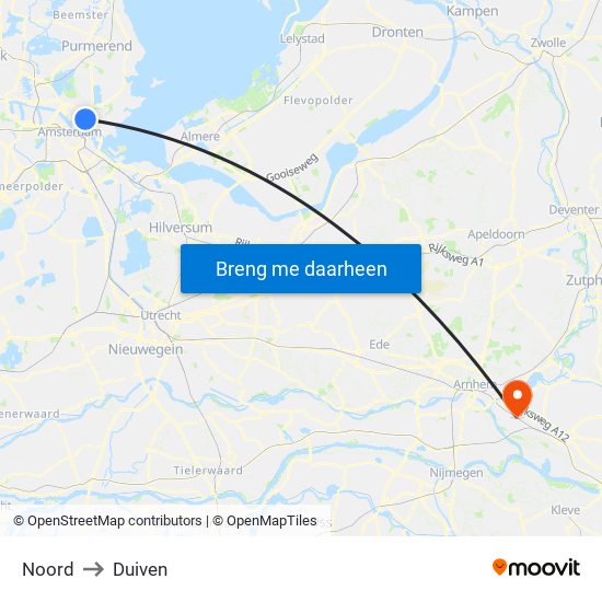 Noord to Duiven map