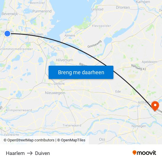 Haarlem to Duiven map