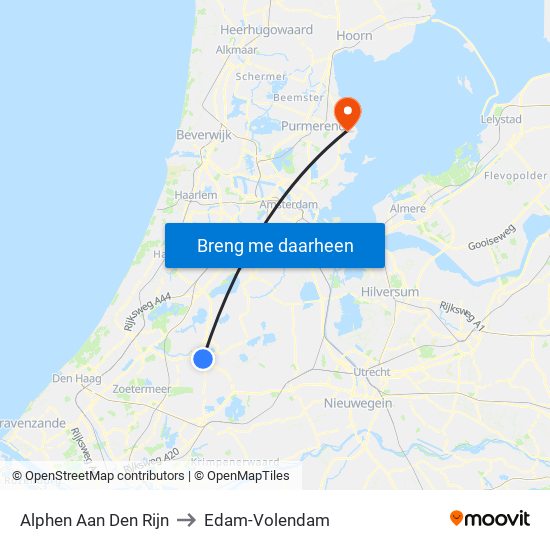 Alphen Aan Den Rijn to Edam-Volendam map