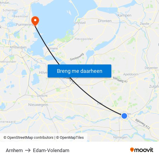 Arnhem to Edam-Volendam map