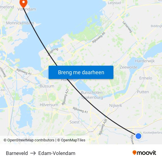 Barneveld to Edam-Volendam map