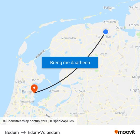 Bedum to Edam-Volendam map