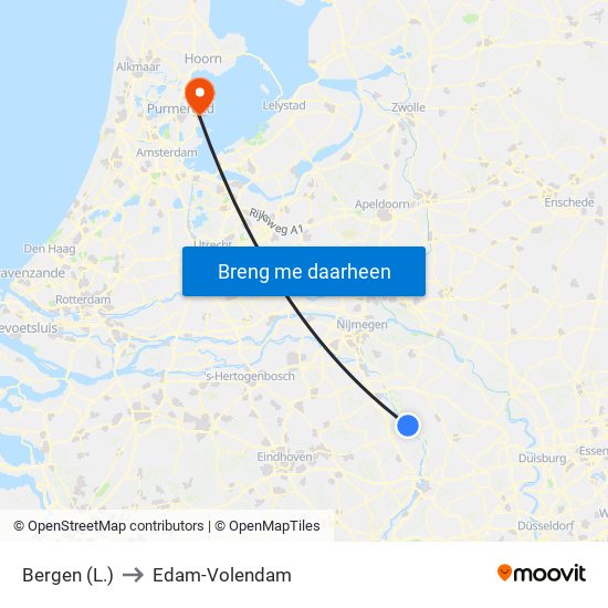 Bergen (L.) to Edam-Volendam map